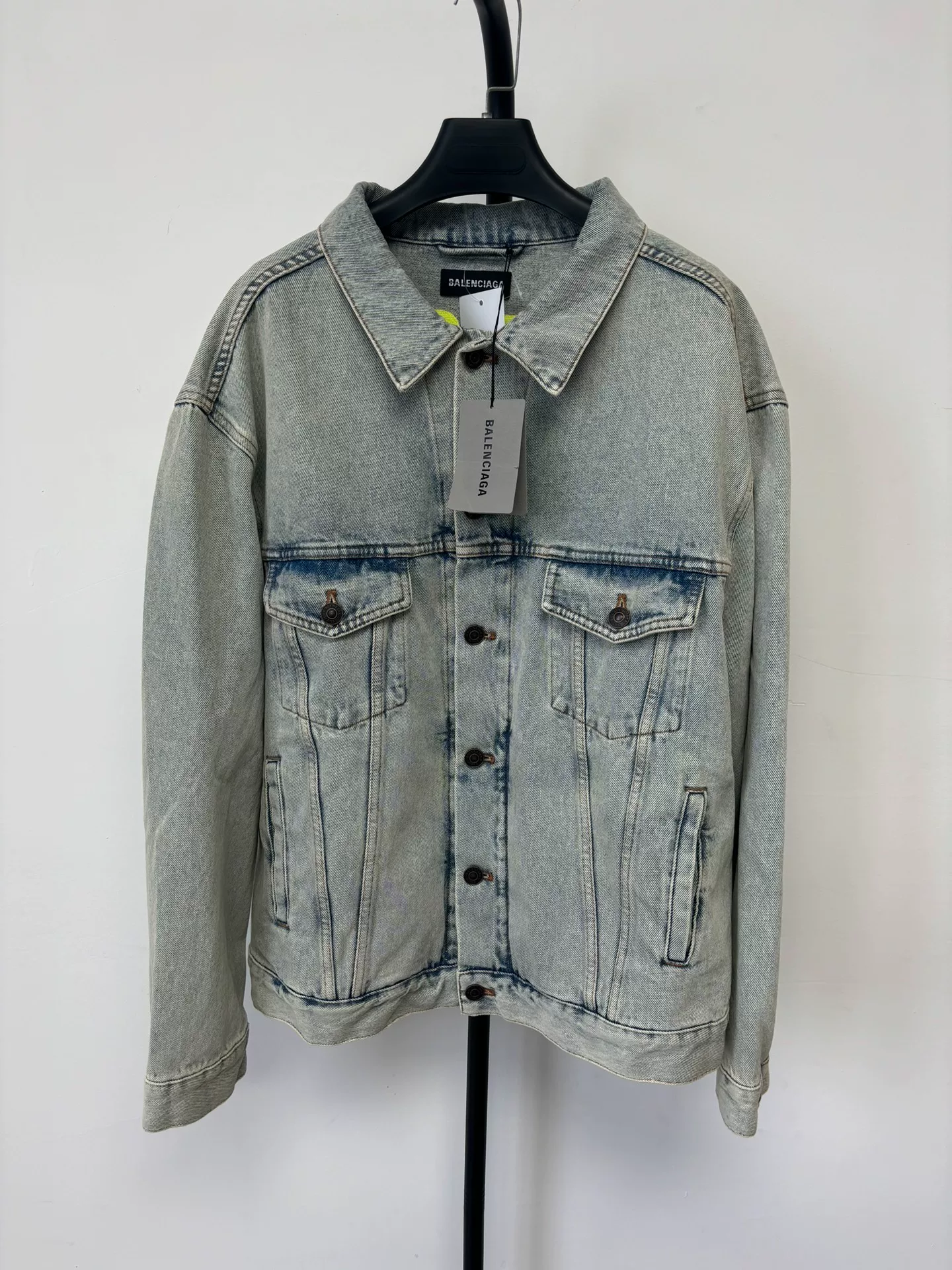 Balenciaga Embroidered Logo Denim Jacket — front