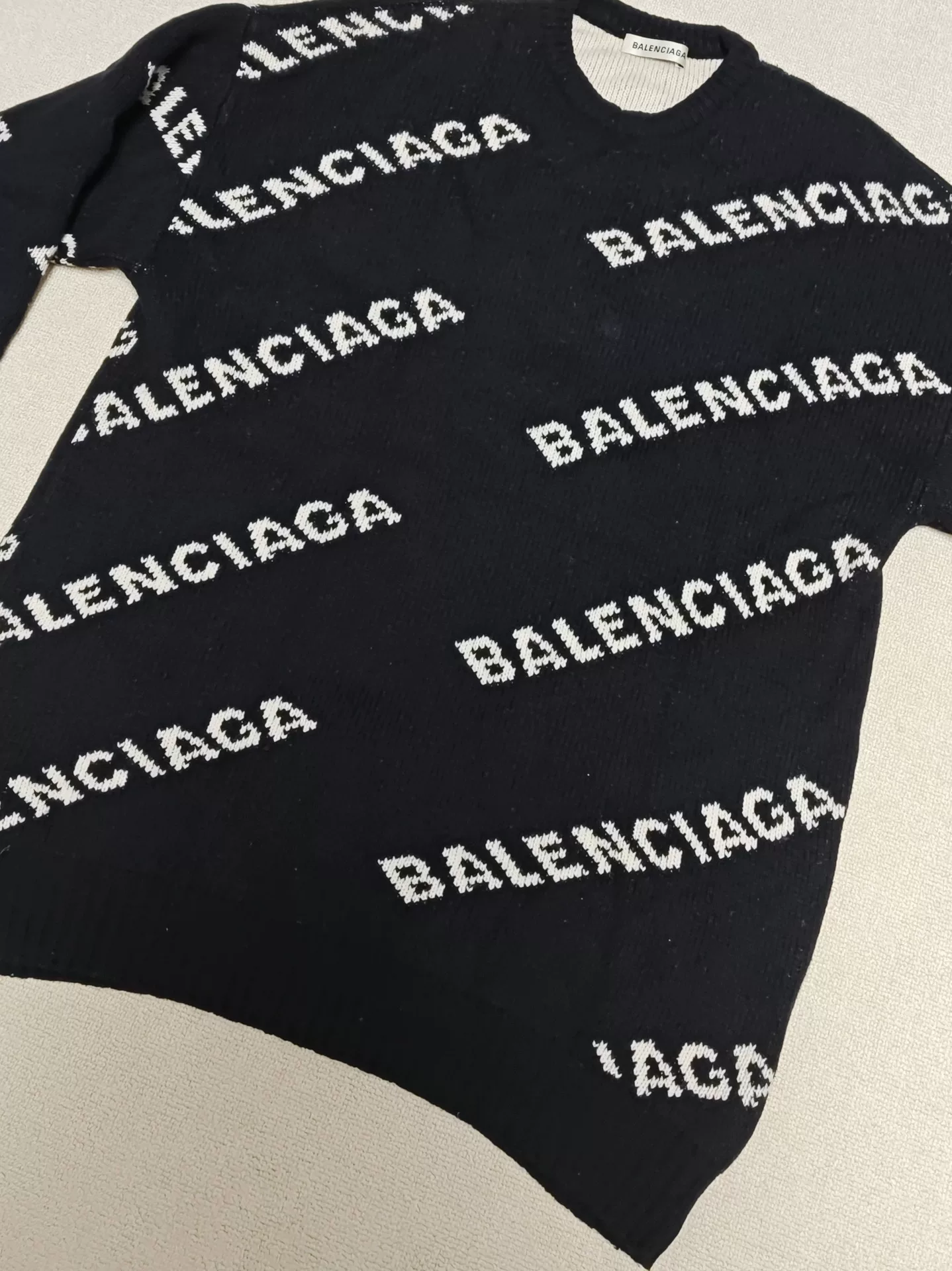 Balenciaga All-Over Logo Knit Sweater — detail