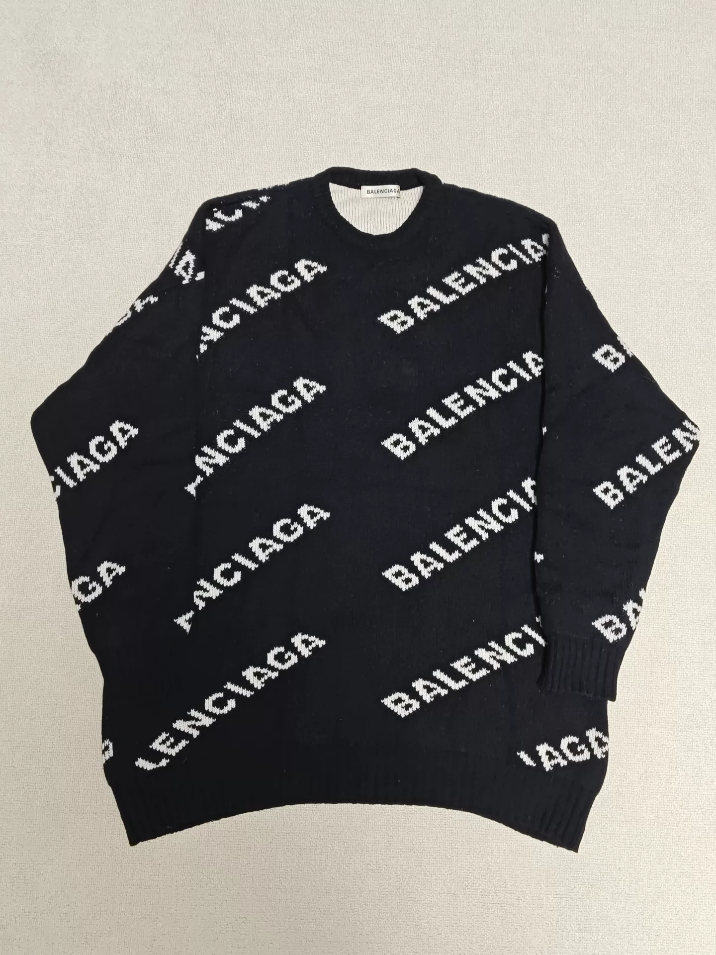 Balenciaga All-Over Logo Knit Sweater