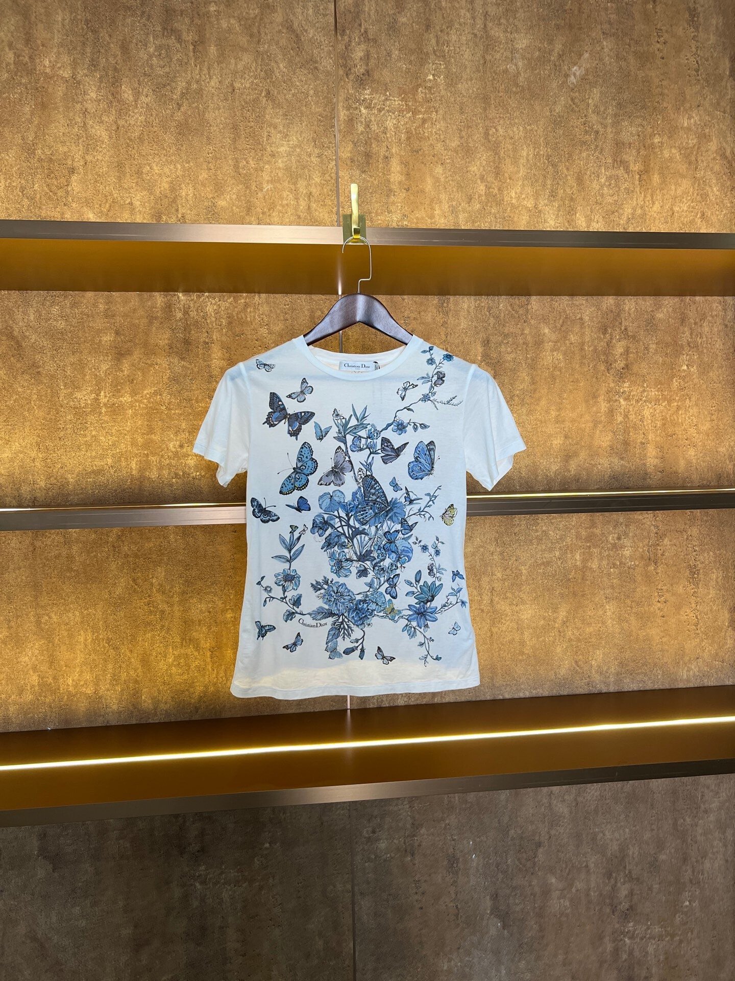 Dior Butterfly Print Short-Sleeve Top