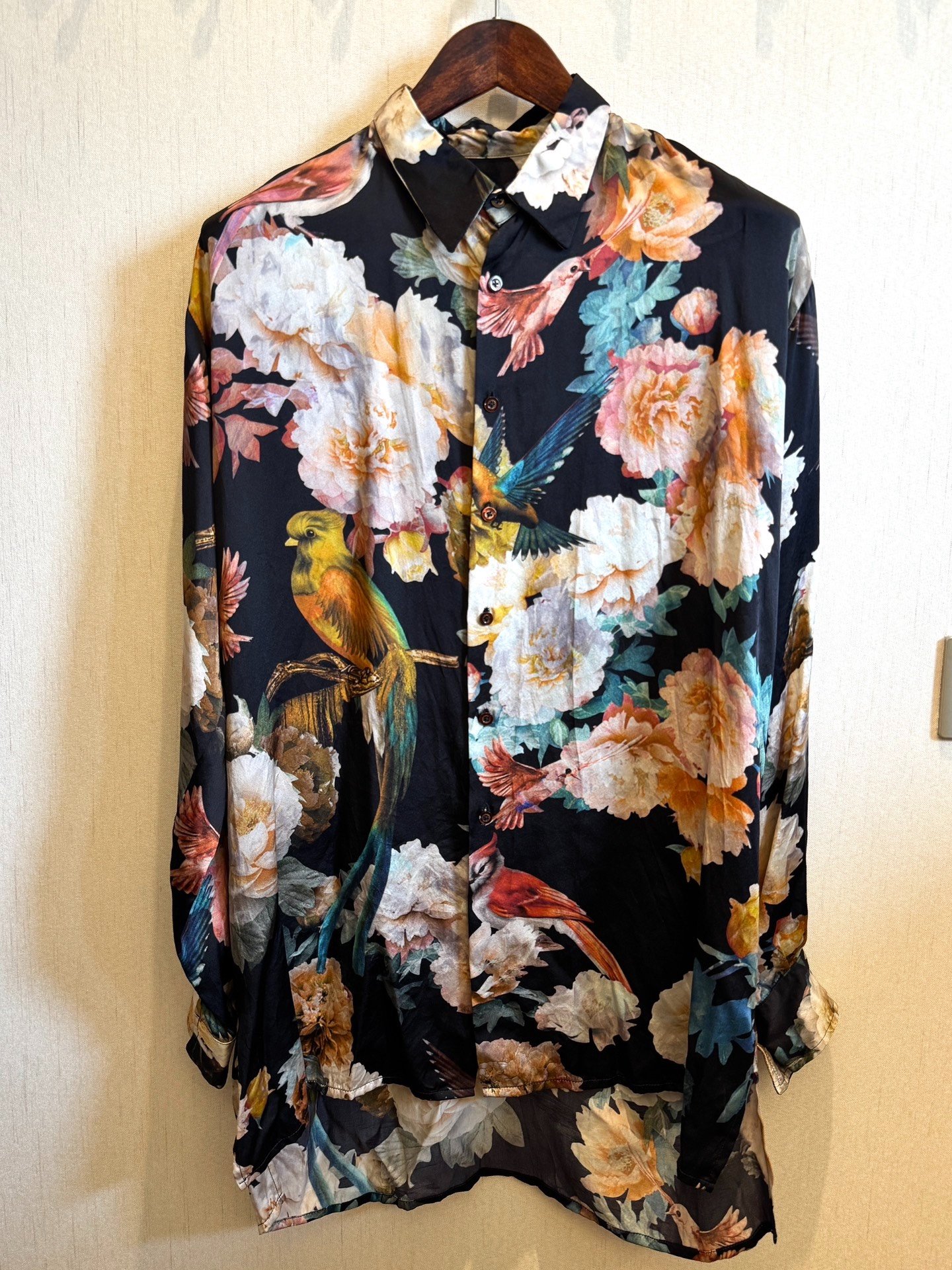 Geoffrey B Floral Bird Silk Shirt
