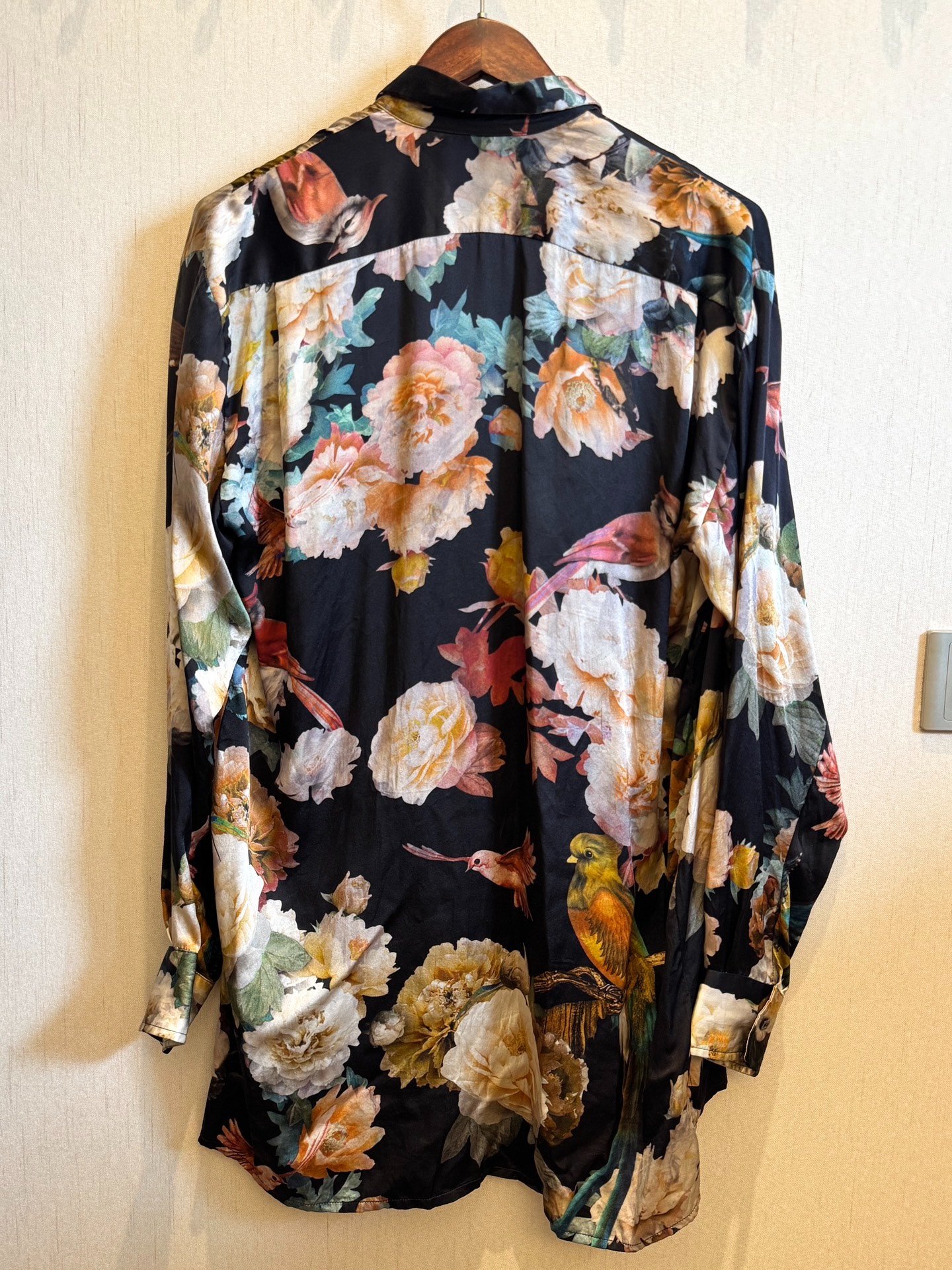 Geoffrey B Floral Bird Silk Shirt — front