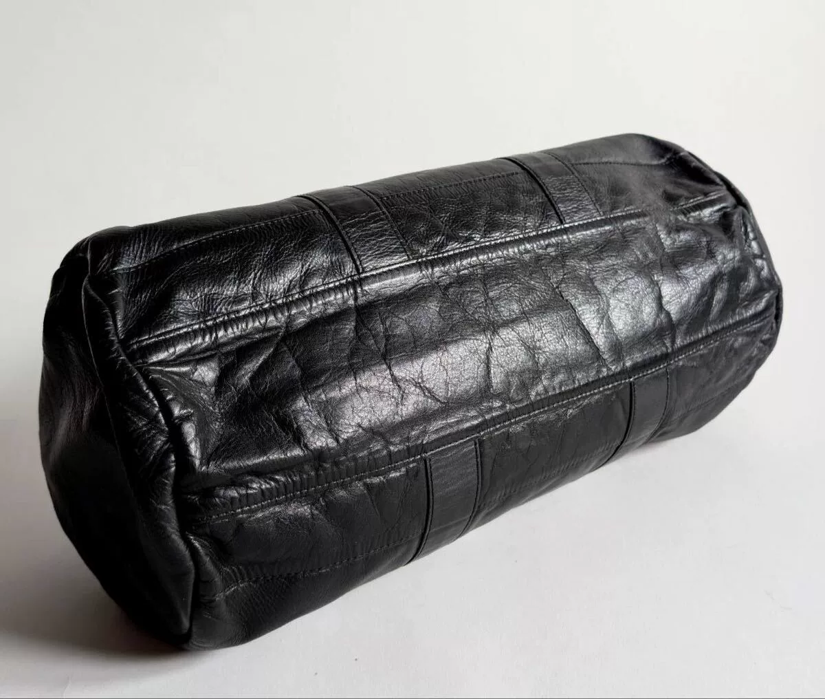 Porter Narrow Black Leather Boston Bag — detail
