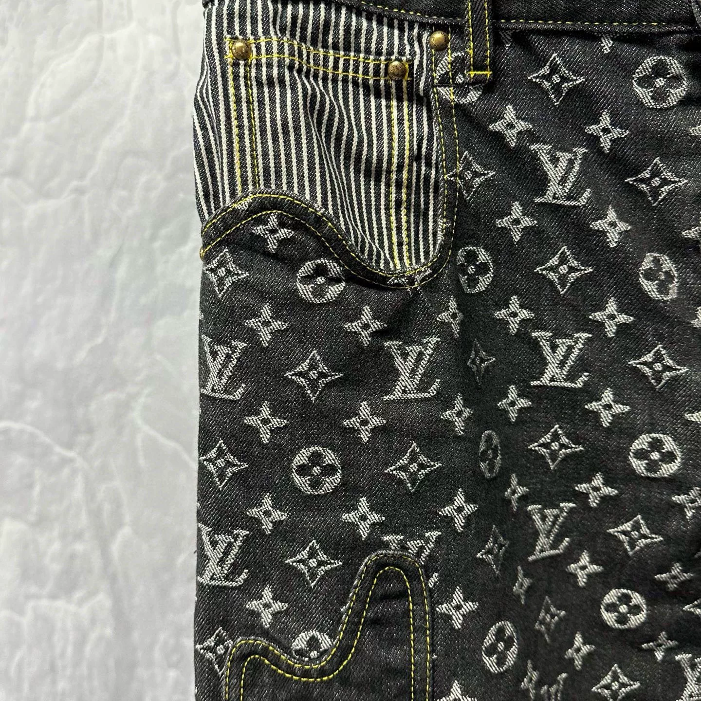 Louis Vuitton Nigo Allover Print Denim Pants — detail
