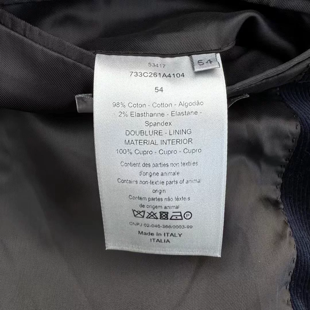 Dior Homme Dark Blue Corduroy Blazer — back