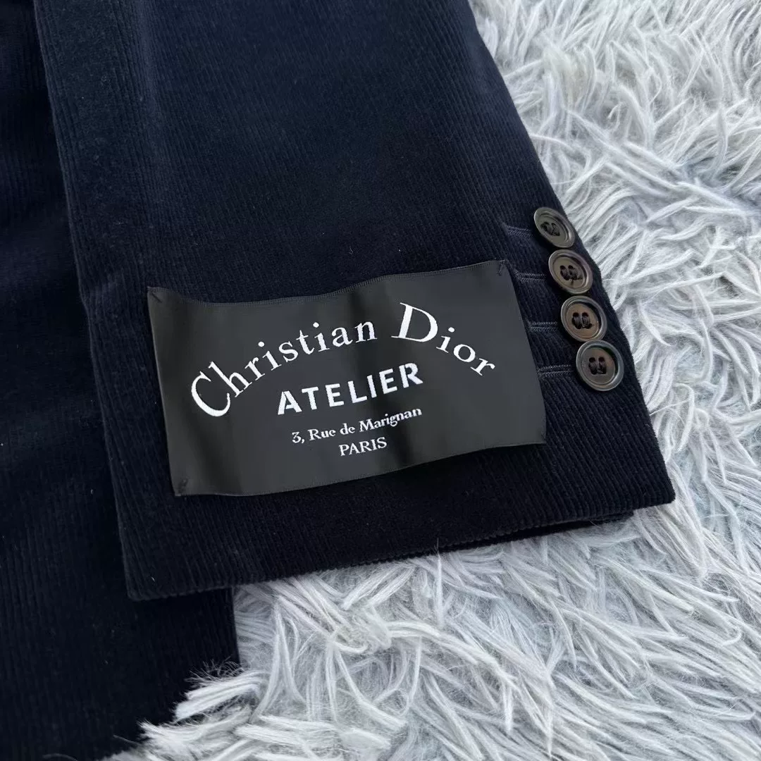 Dior Homme Dark Blue Corduroy Blazer — front