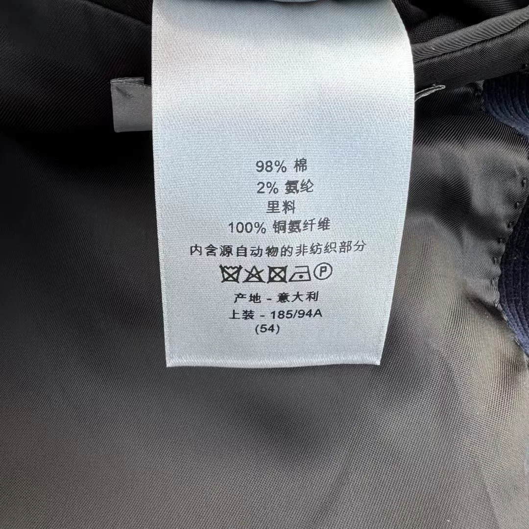 Dior Homme Dark Blue Corduroy Blazer — label