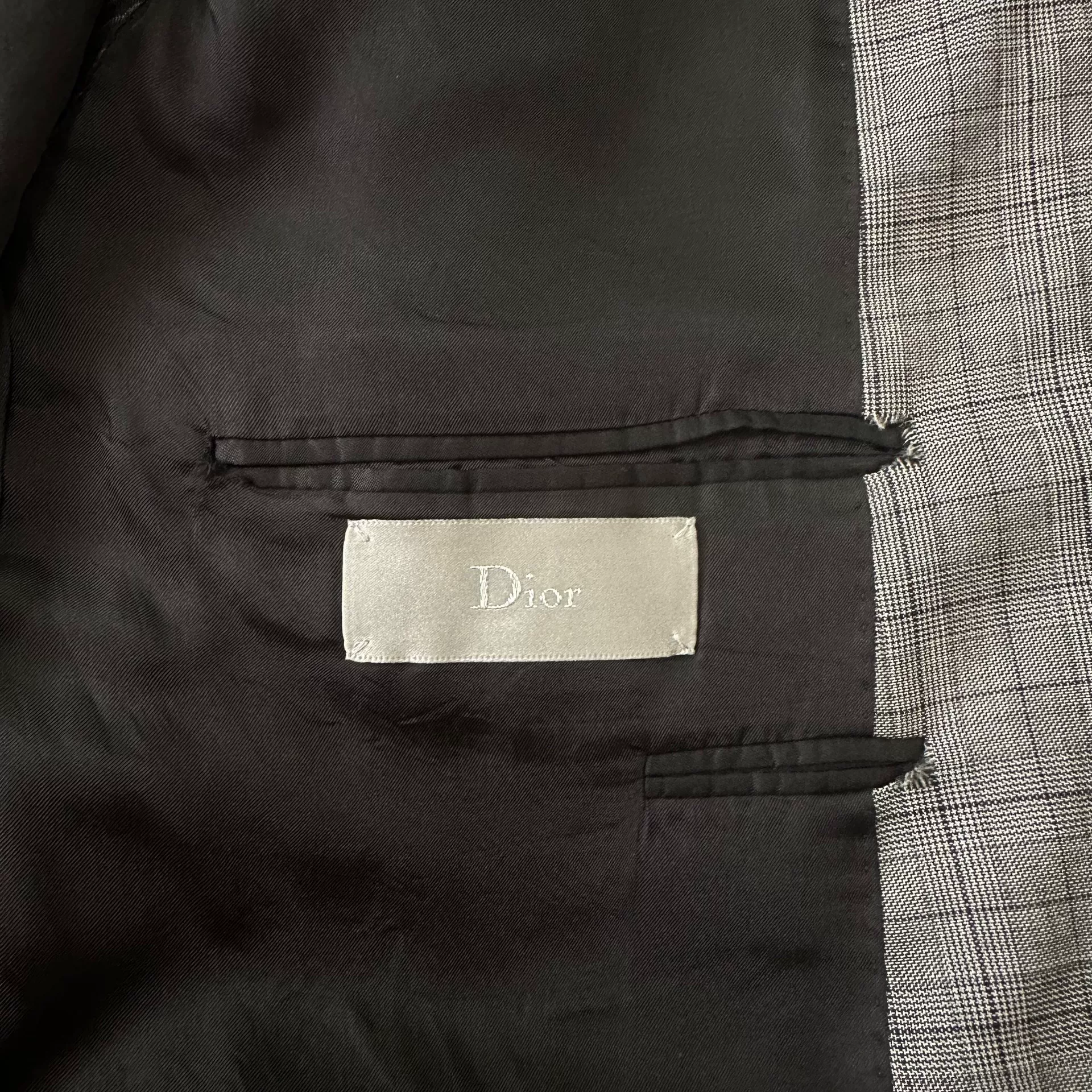 Dior Gray Checkered Blazer — label