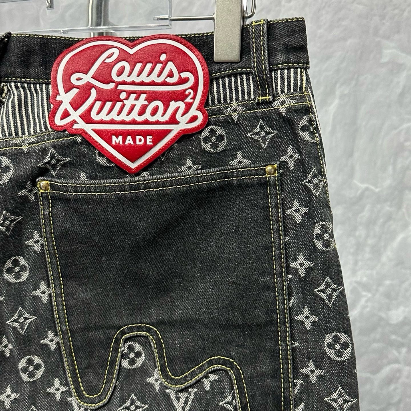 Louis Vuitton Nigo Heart Monogram Denim Pants — detail
