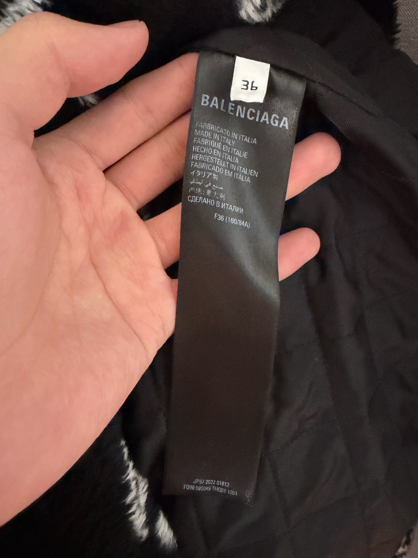 Balenciaga Black Logo Lamb Fleece Teddy Coat — back