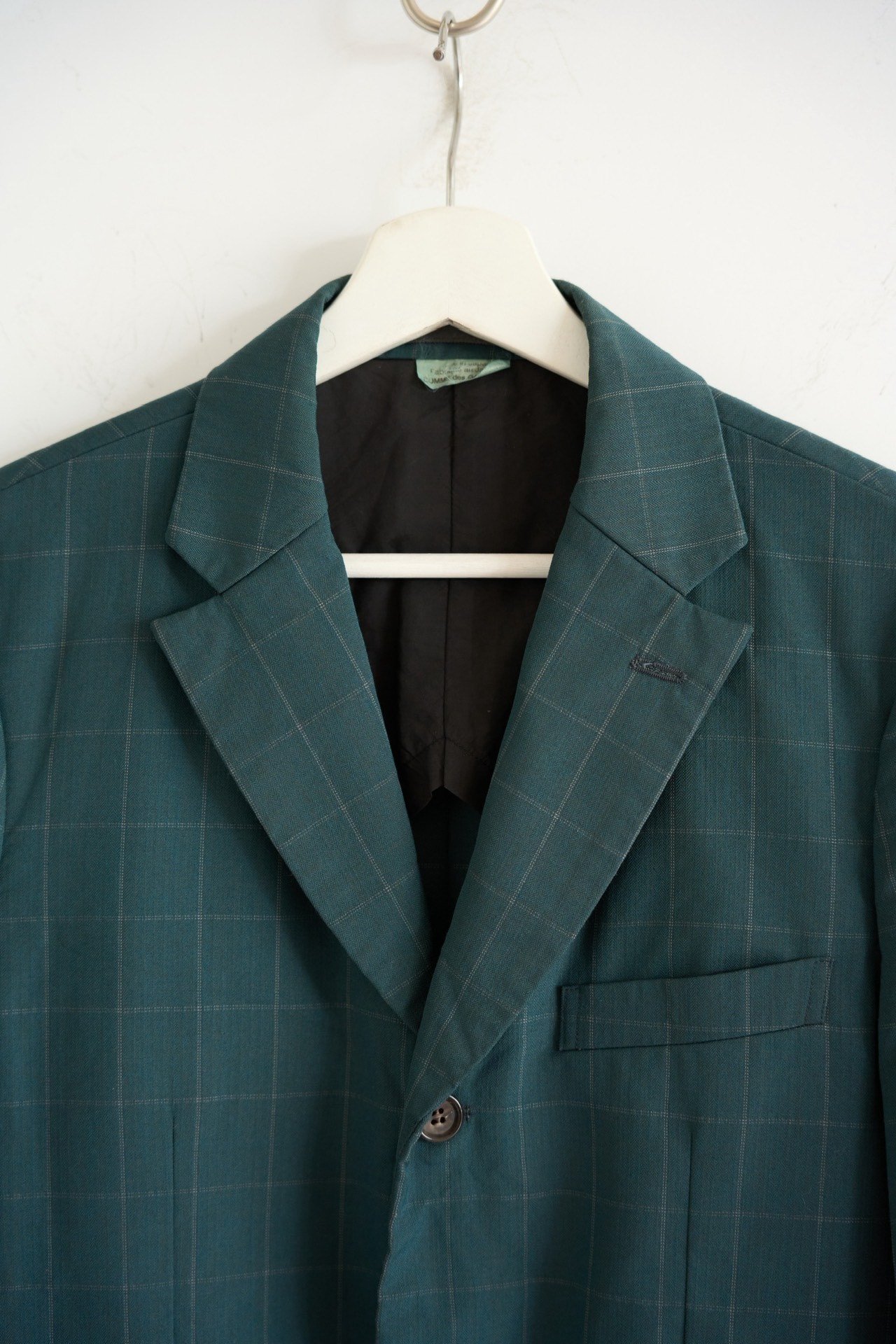 Comme des Garcons 18ss Teal Check Suit — detail