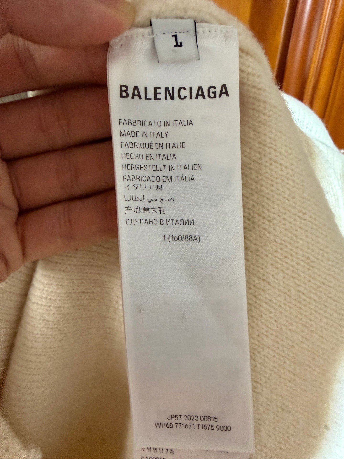 Balenciaga White Sleeve Logo Wool Cardigan — back