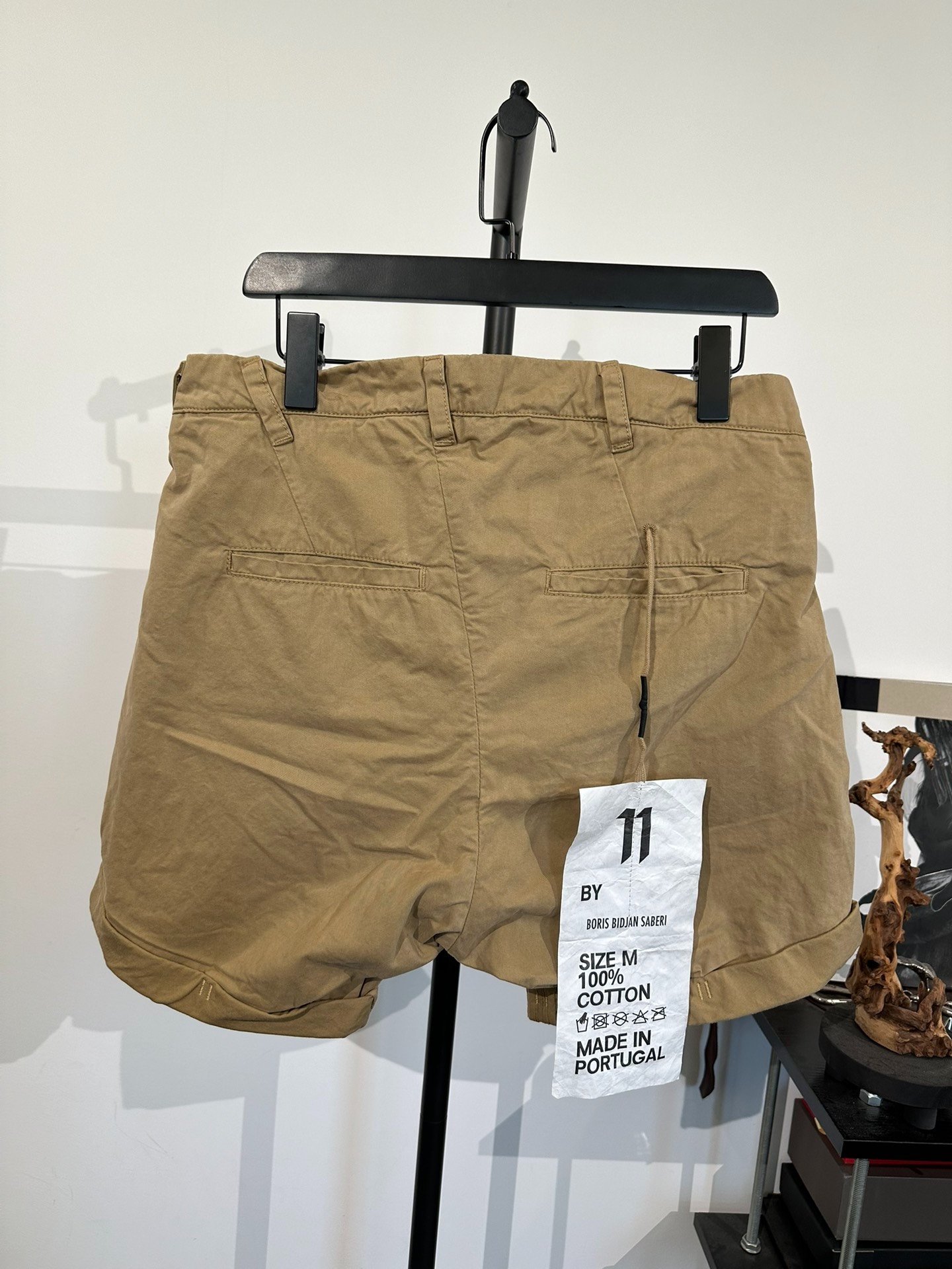 Boris Bidjan Saberi Khaki Twill Shorts — front