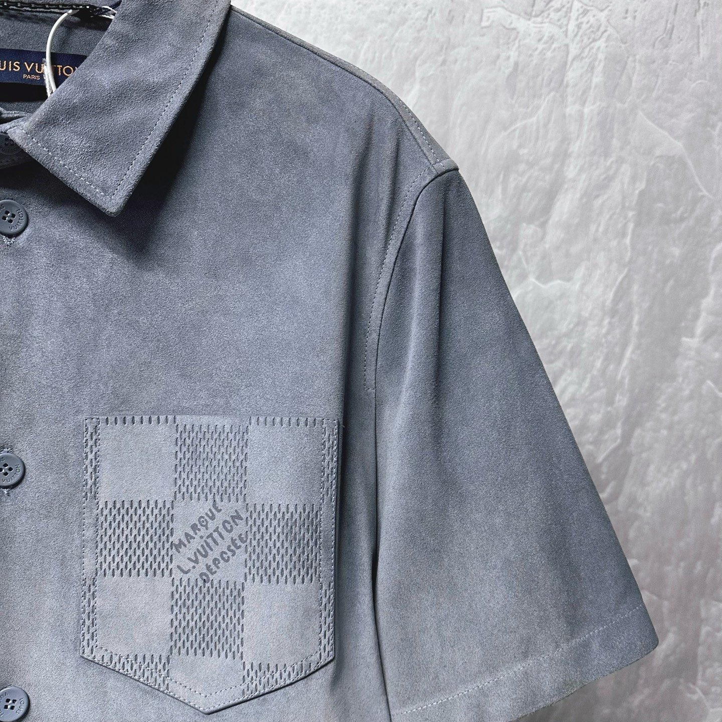 Louis Vuitton SS24 Suede Short-Sleeve Shirt — front