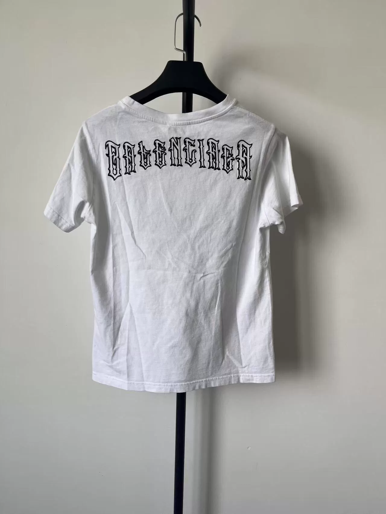 Balenciaga Gothic Lettering White Short-Sleeve T-Shirt