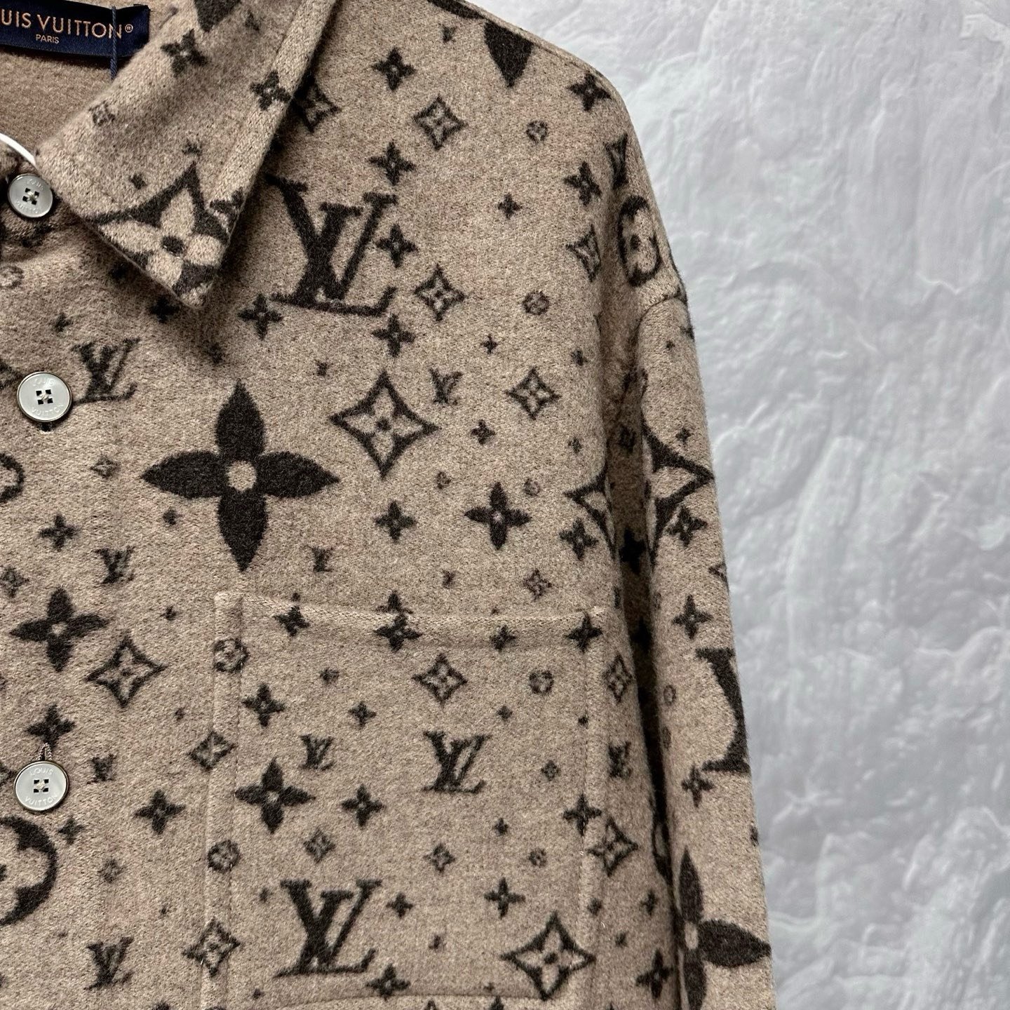 Louis Vuitton SS25 Logo Pocket Wool Coat — detail