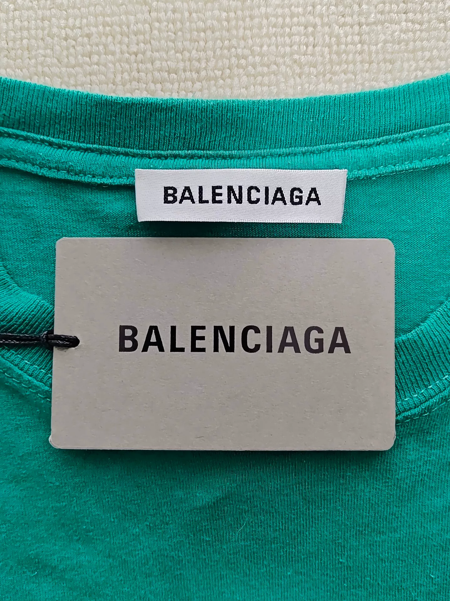 Balenciaga Teal Laurel Logo T-Shirt — back