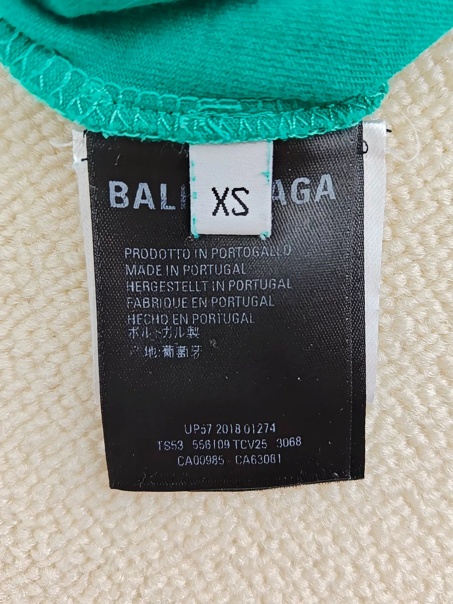 Balenciaga Teal Laurel Logo T-Shirt — label