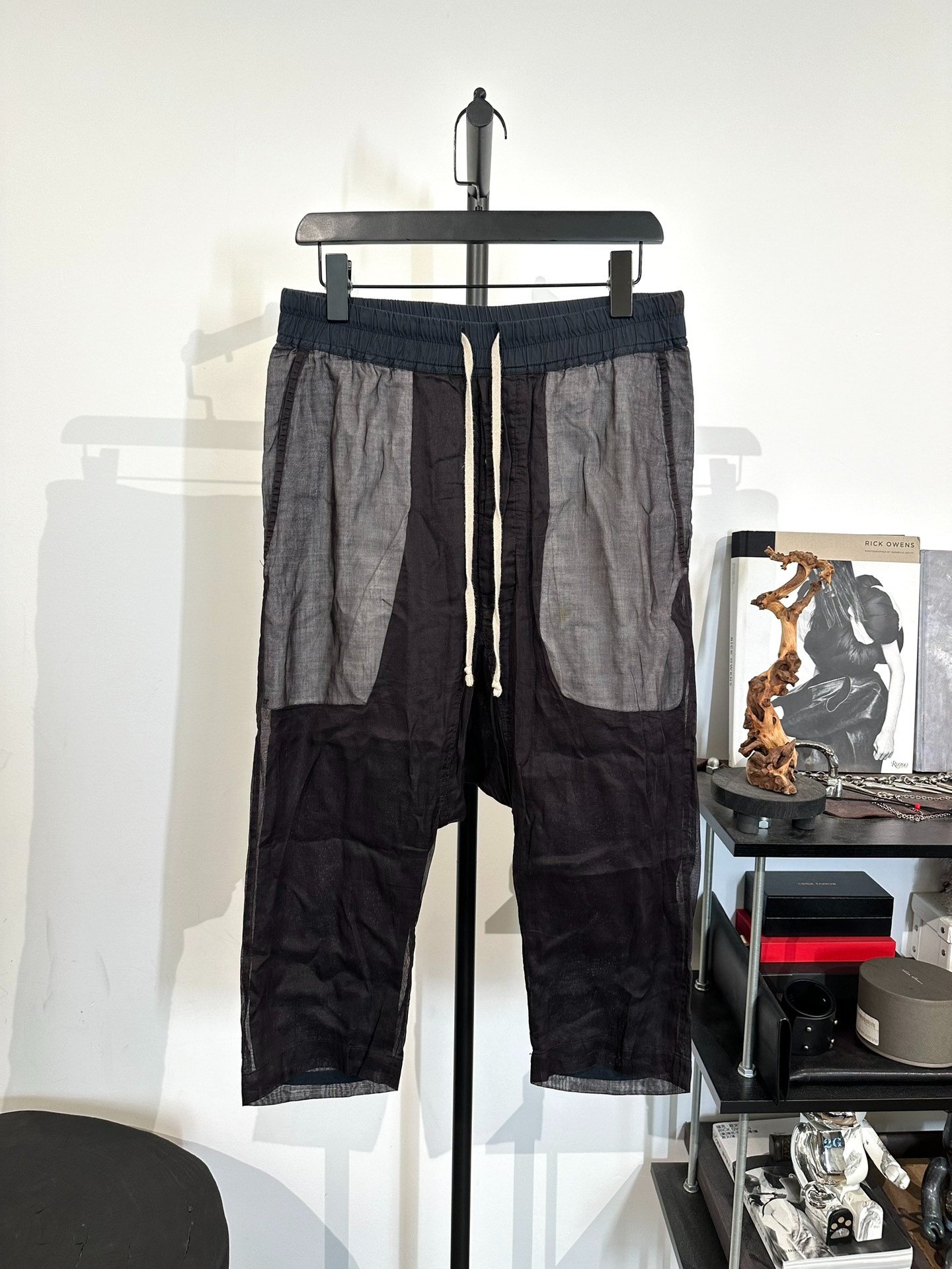 Rick Owens Black Mesh Cropped Pants
