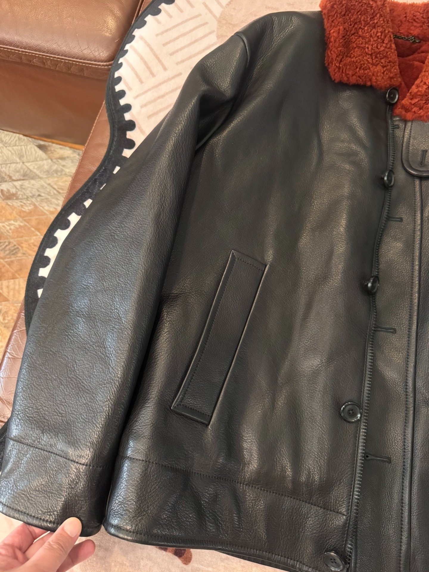 Louis Vuitton N1 Fur Leather Jacket — detail