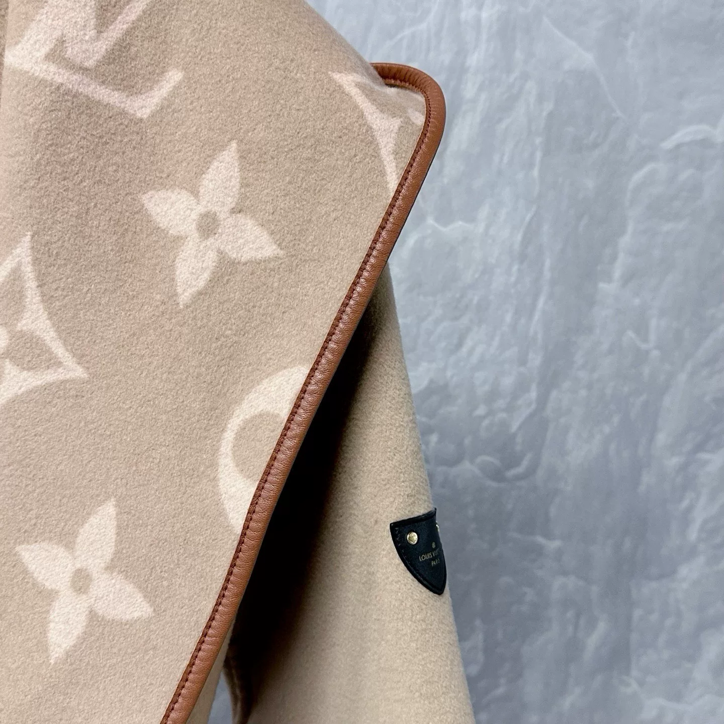 Louis Vuitton Beige Wool Wrap Coat — back