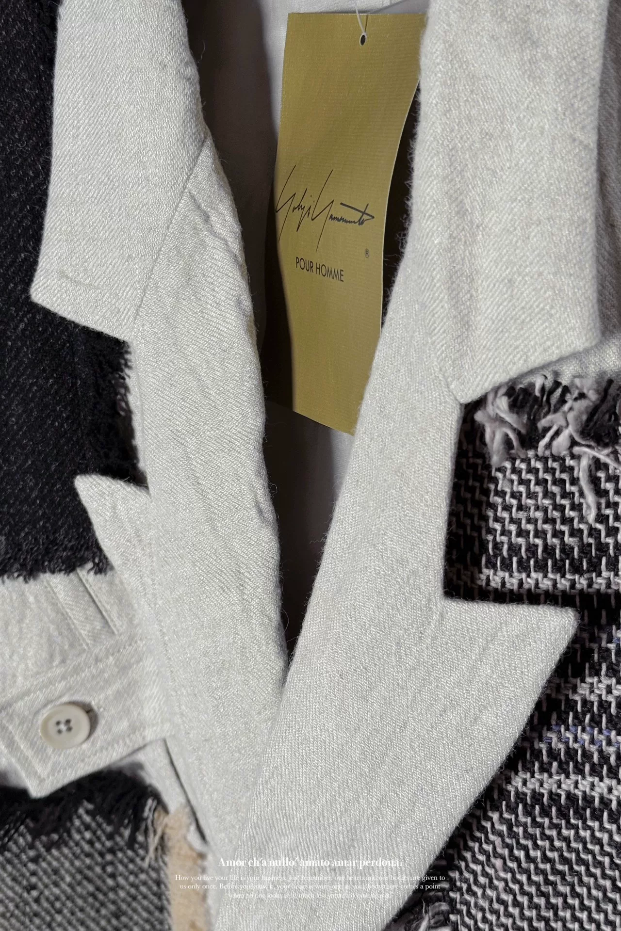 Yohji Yamamoto 23SS Serrated Collar Linen Suit — label