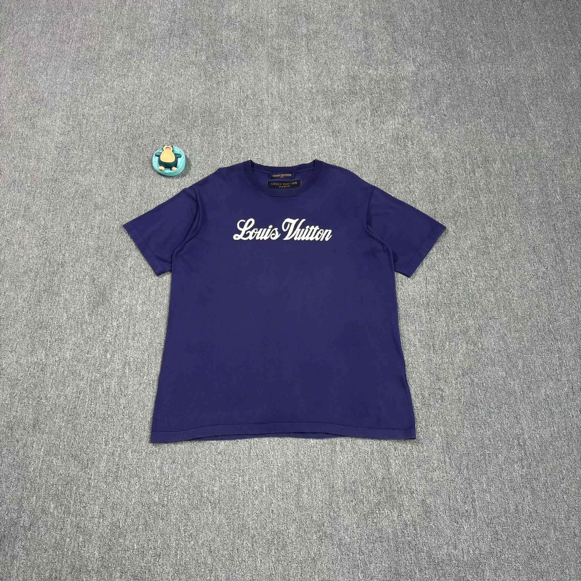 Louis Vuitton Deep Blue Cursive Logo Knit Top