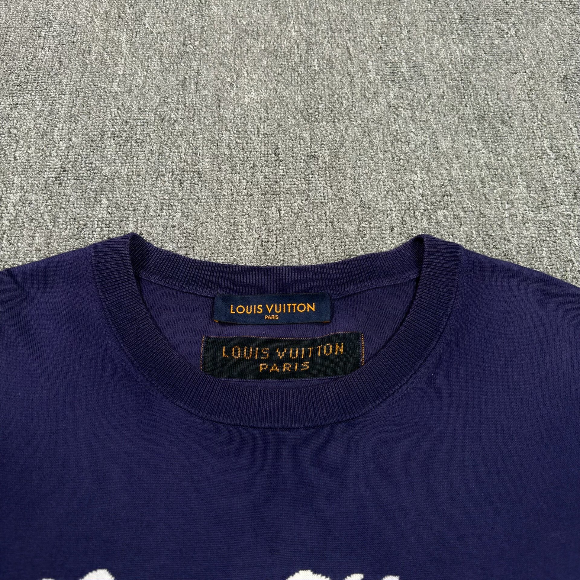 Louis Vuitton Deep Blue Cursive Logo Knit Top — detail