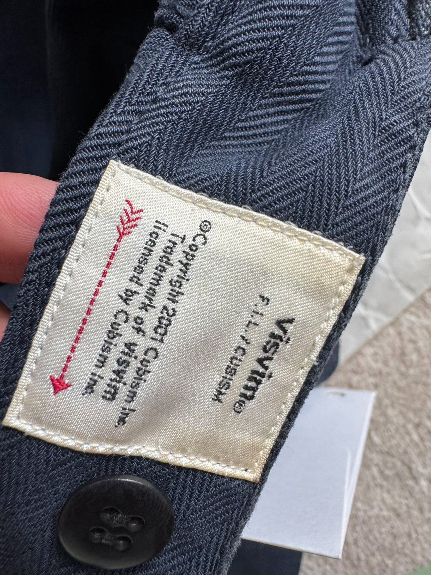 VISVIM 19SS TIOGA CARGO PANTS HERRINGBONE — label