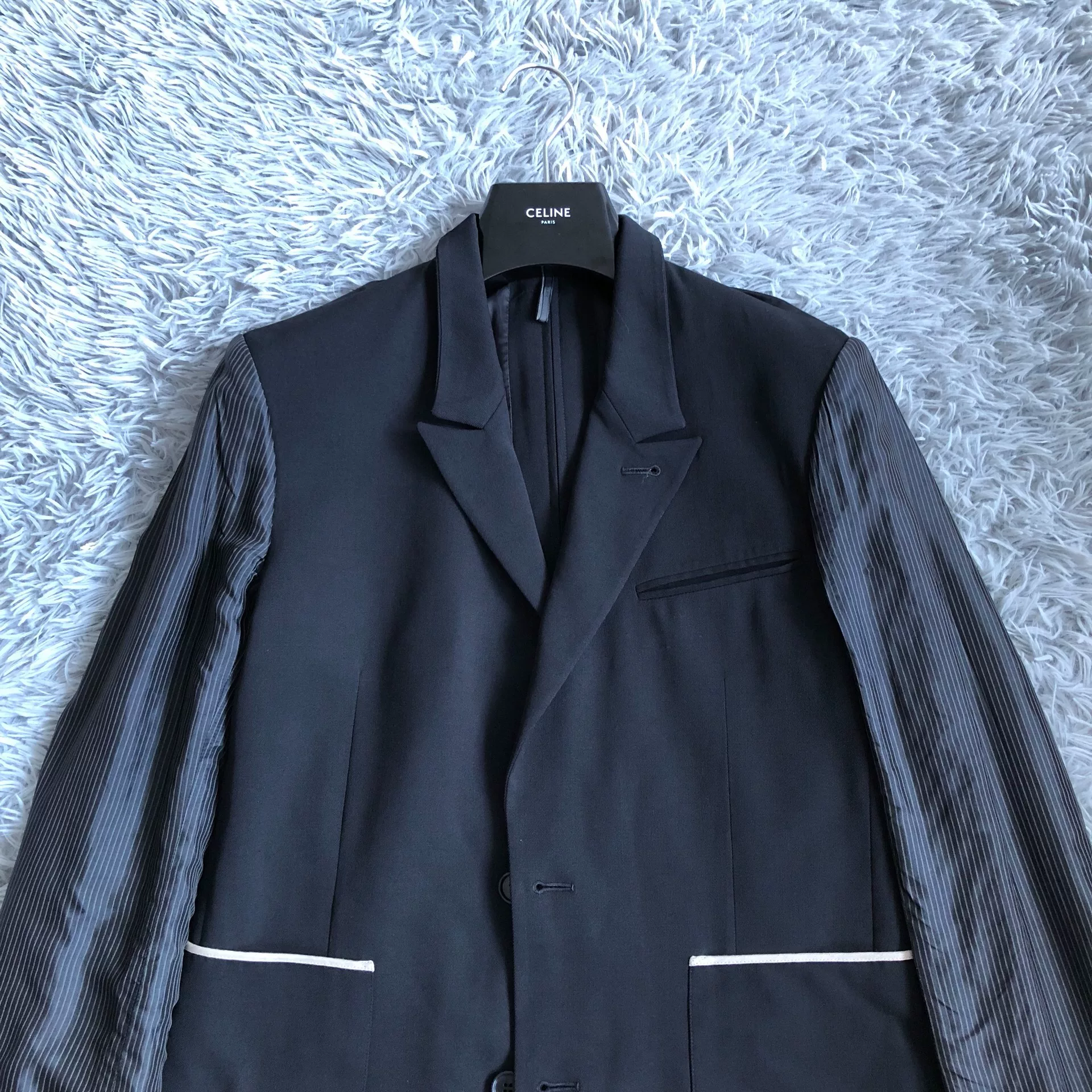 Dior Homme Striped Sleeve Wool Blazer — front