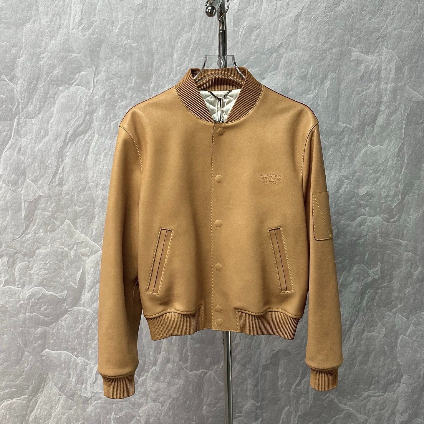Louis Vuitton Nigo Embossed Logo Leather Jacket