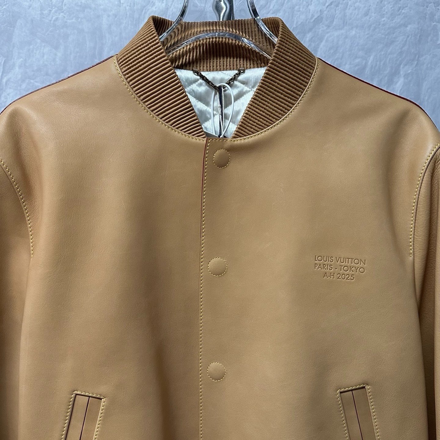 Louis Vuitton Nigo Embossed Logo Leather Jacket — front