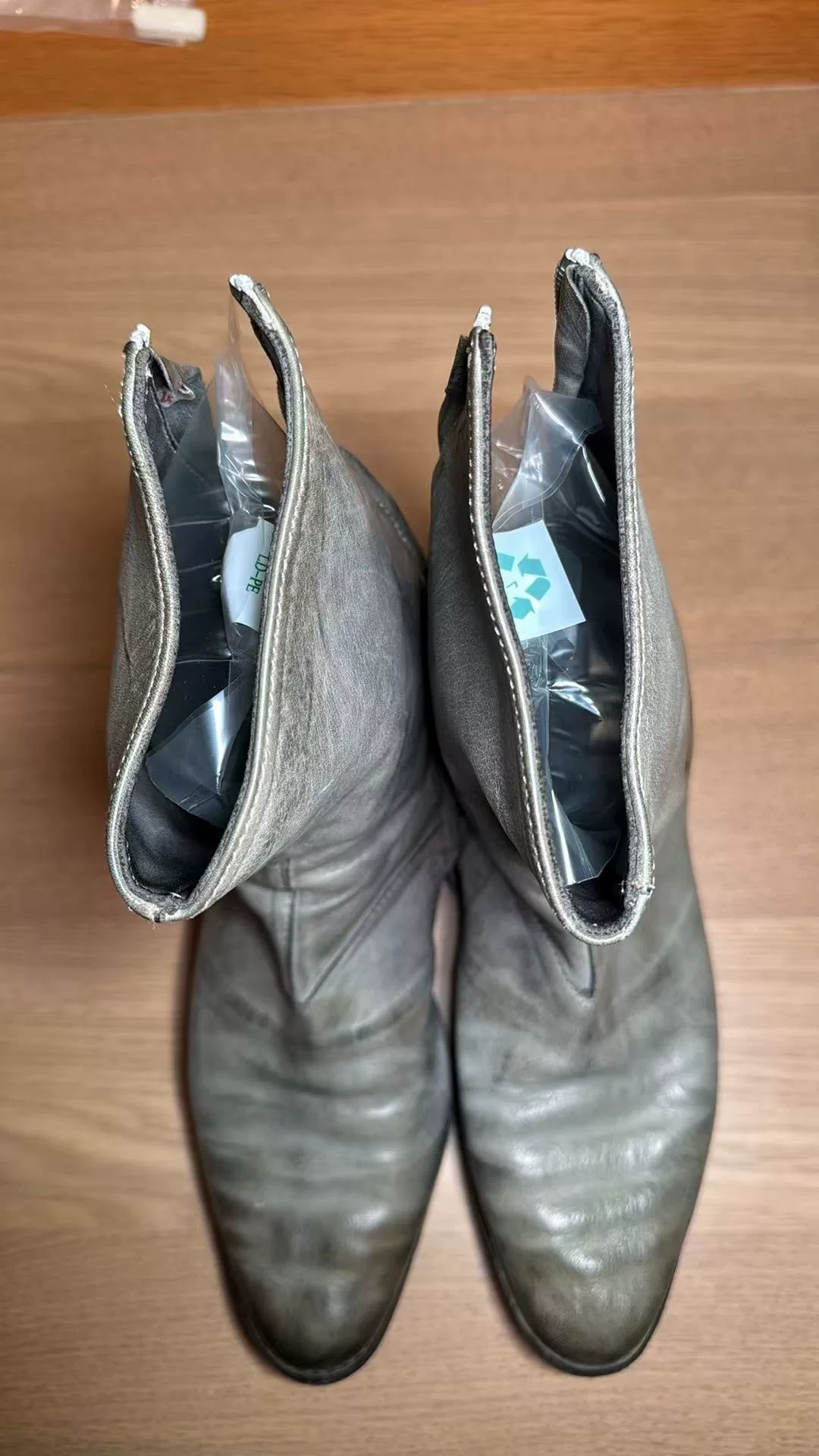 CCP Tornado Gray Leather Ankle Boots