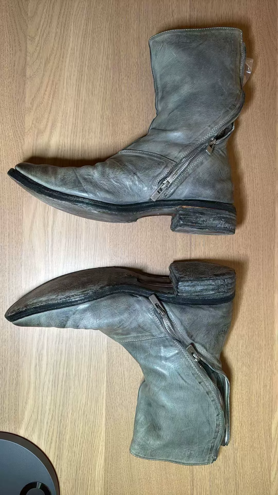 CCP Tornado Gray Leather Ankle Boots — front