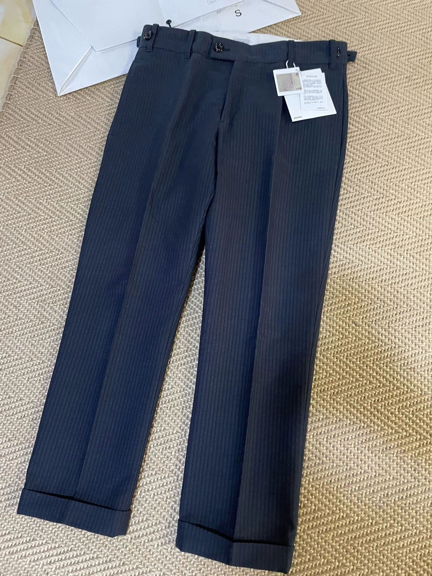 VISVIM PACCARD SLACKS Striped Cropped Pants — detail