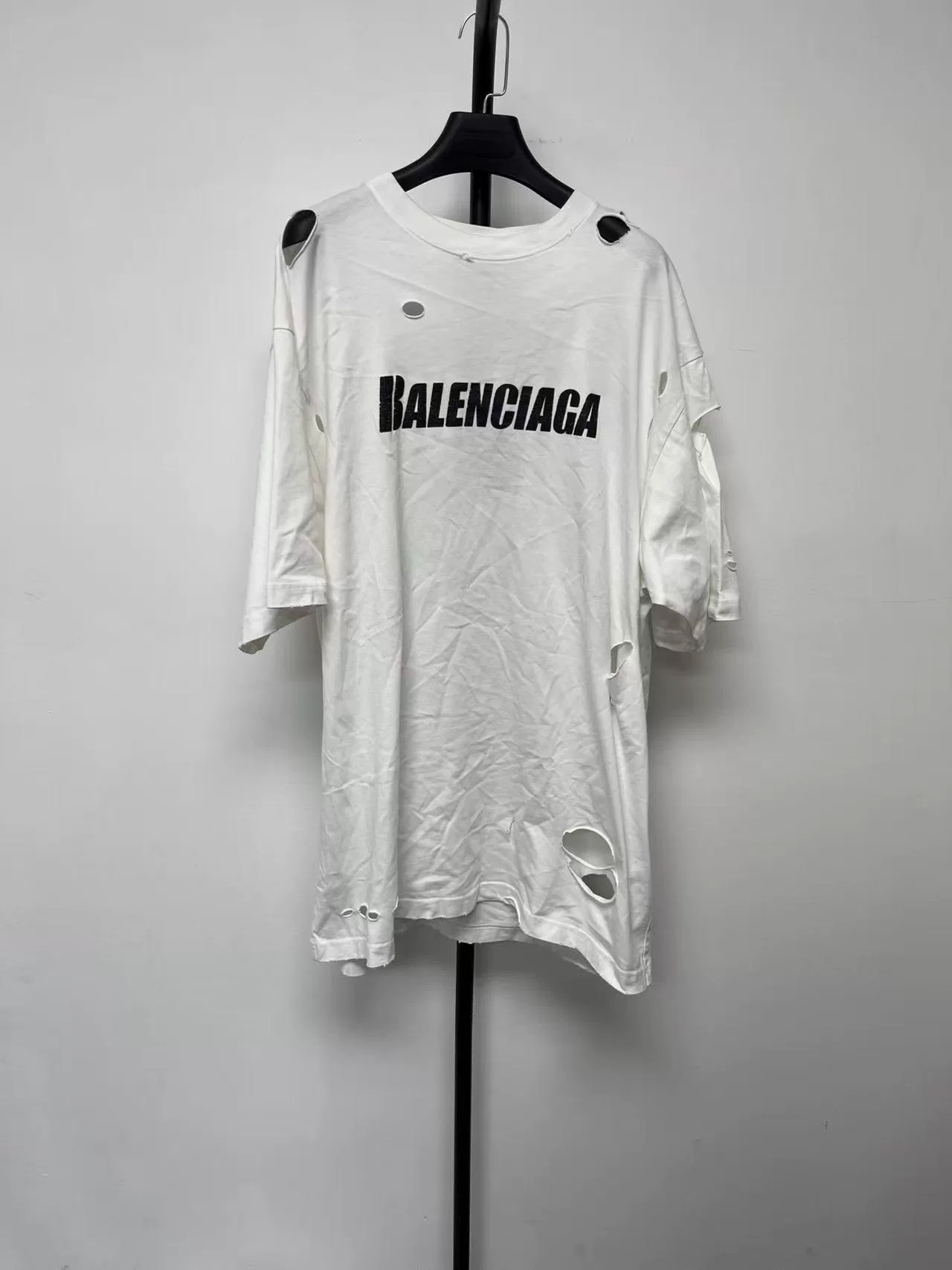 Balenciaga Destroyed Hole Short Sleeve T-shirt