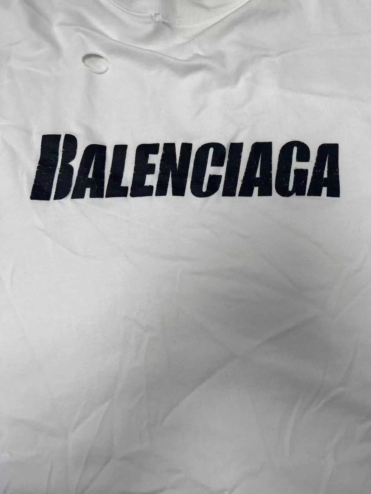 Balenciaga Destroyed Hole Short Sleeve T-shirt — detail