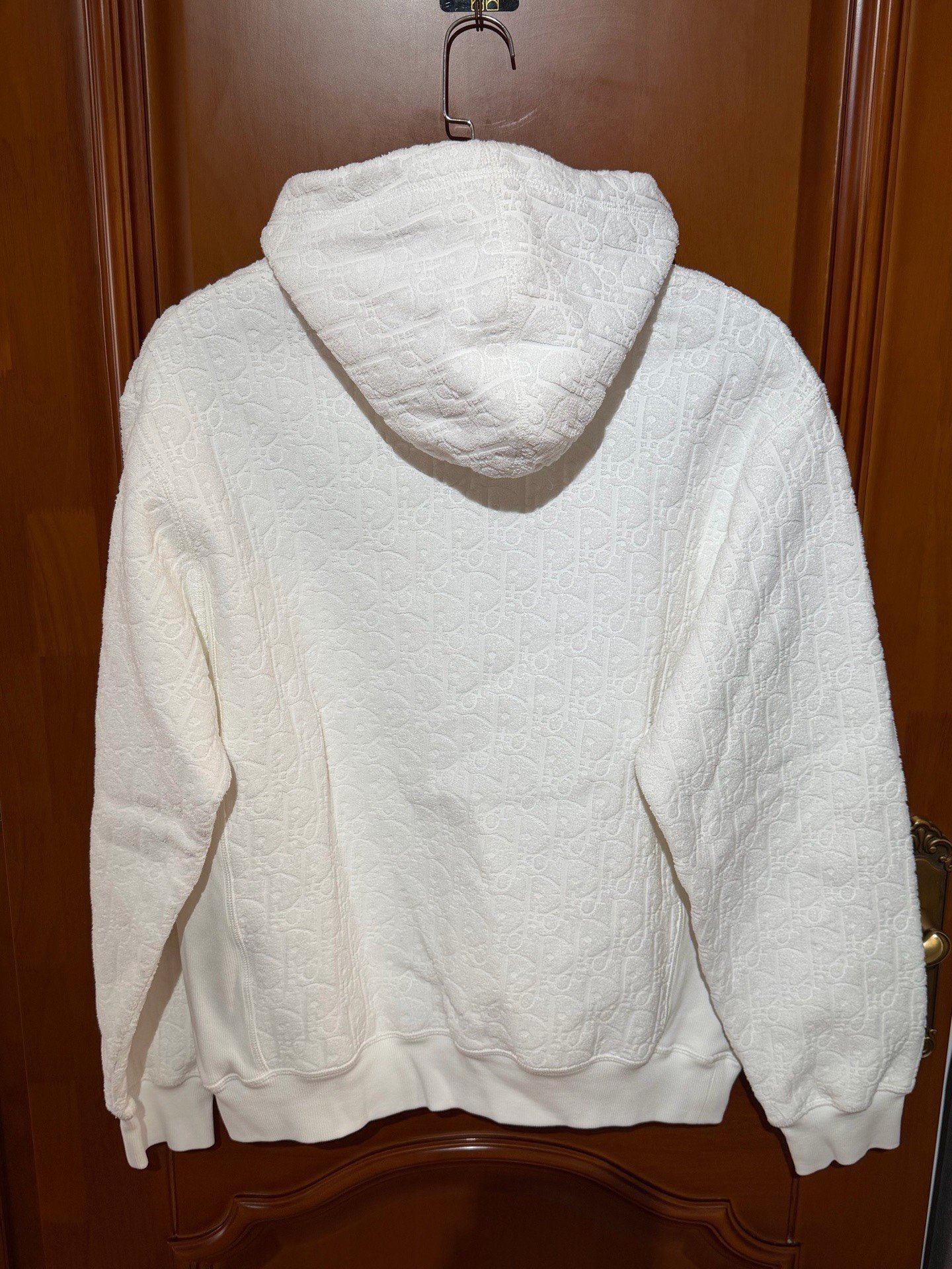 Dior White All-over Print Terry Hoodie — front
