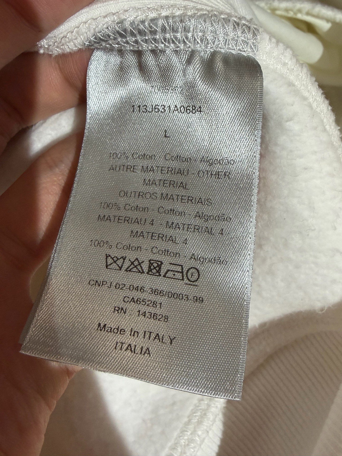 Dior White All-over Print Terry Hoodie — back