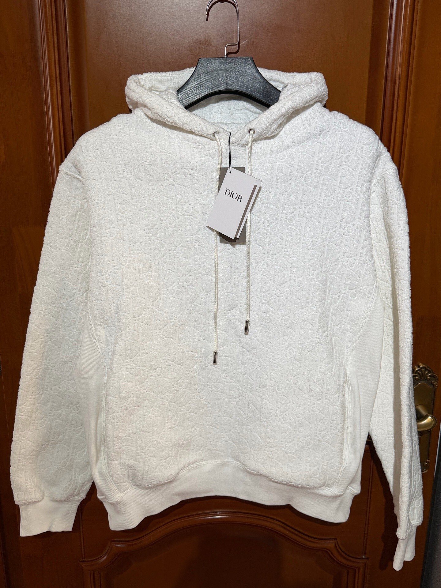 Dior White All-over Print Terry Hoodie