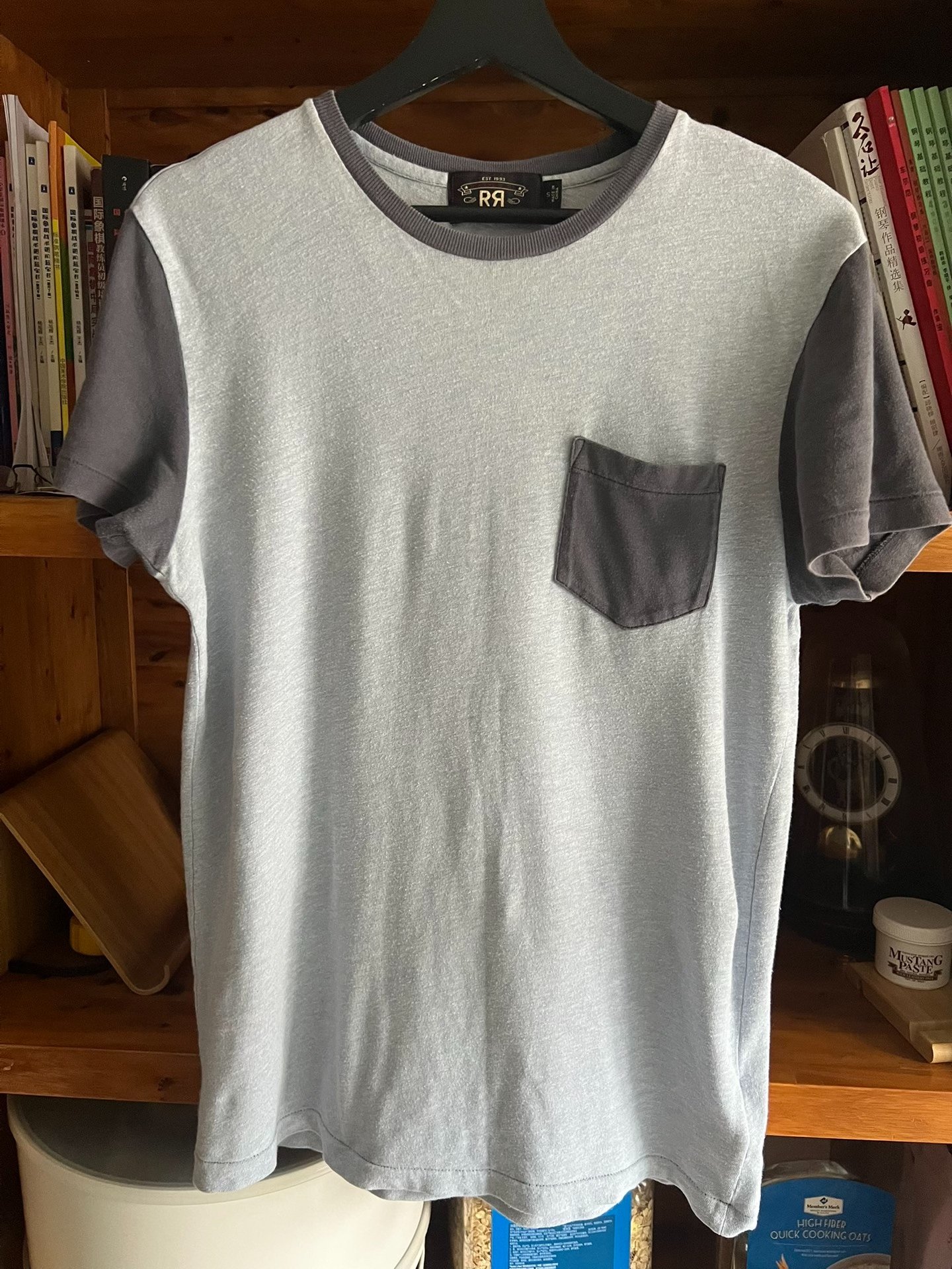 RRL Double RL Washed Colorblock Crew Neck Tee