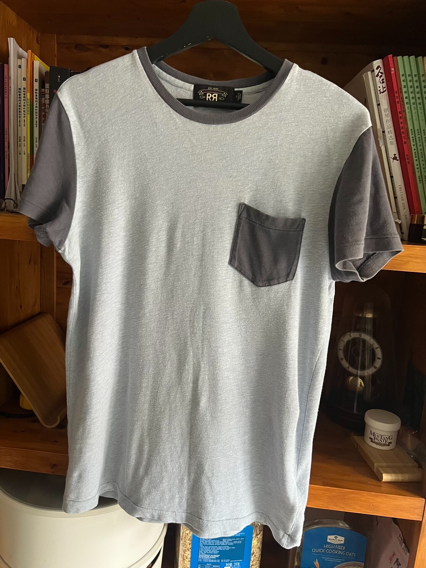 RRL Double RL Washed Colorblock Crew Neck Tee — detail