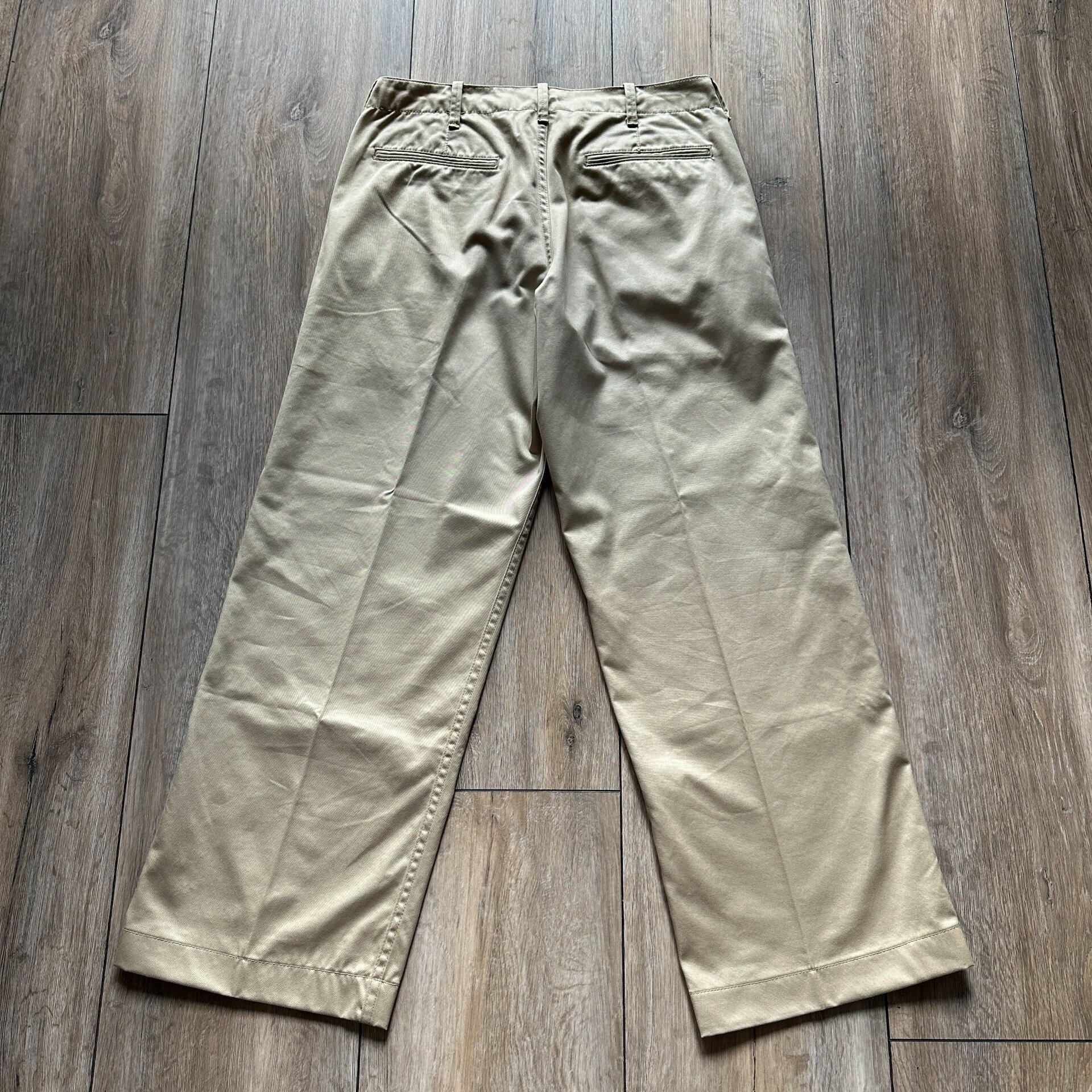 Cushman Khaki Wide-Leg Pants — detail