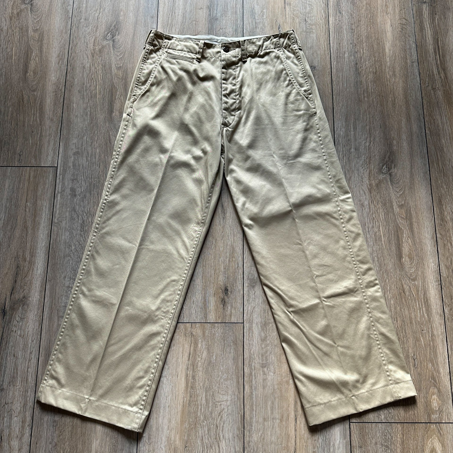 Cushman Khaki Wide-Leg Pants — front