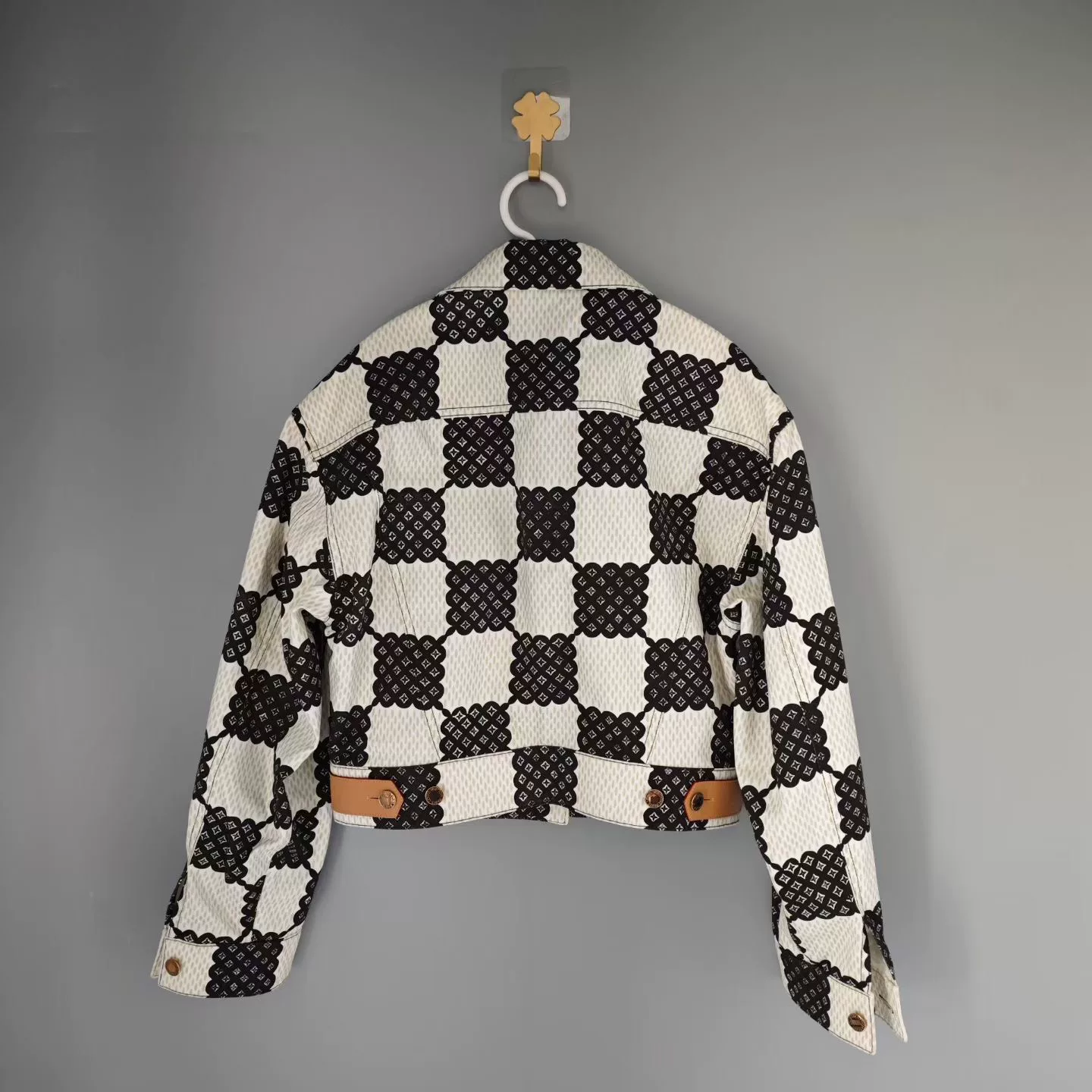 Louis Vuitton Cropped Checkered Denim Jacket — front