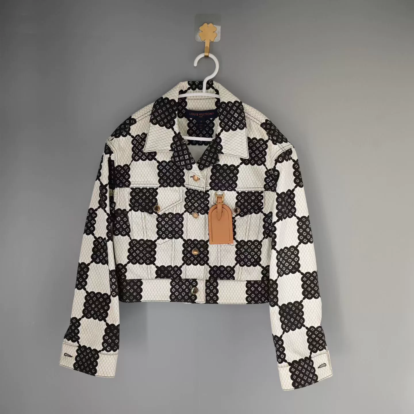 Louis Vuitton Cropped Checkered Denim Jacket