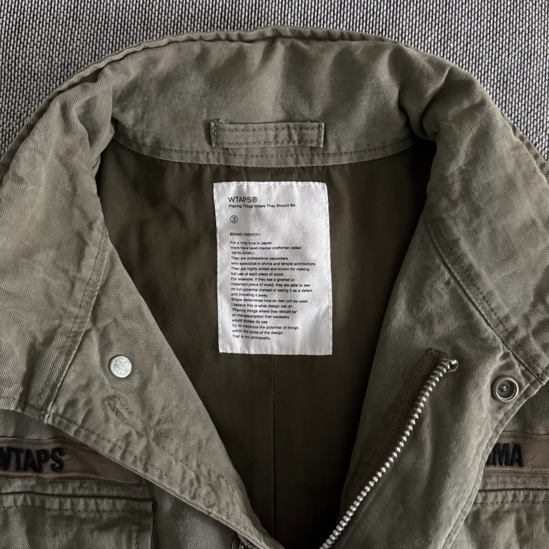 Wtaps 17ss M65 Washed Jacket — detail