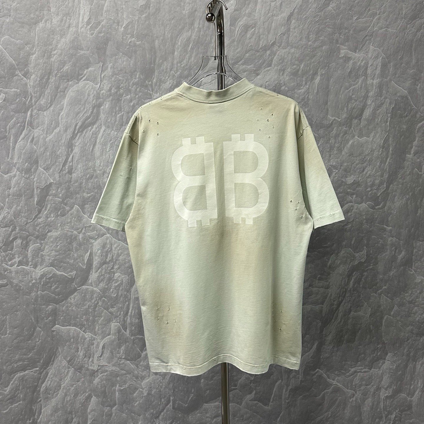 Balenciaga Bitcoin Print Distressed Short Sleeve — back