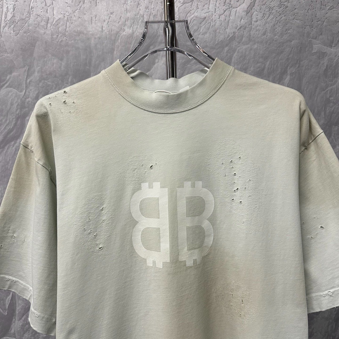 Balenciaga Bitcoin Print Distressed Short Sleeve — front