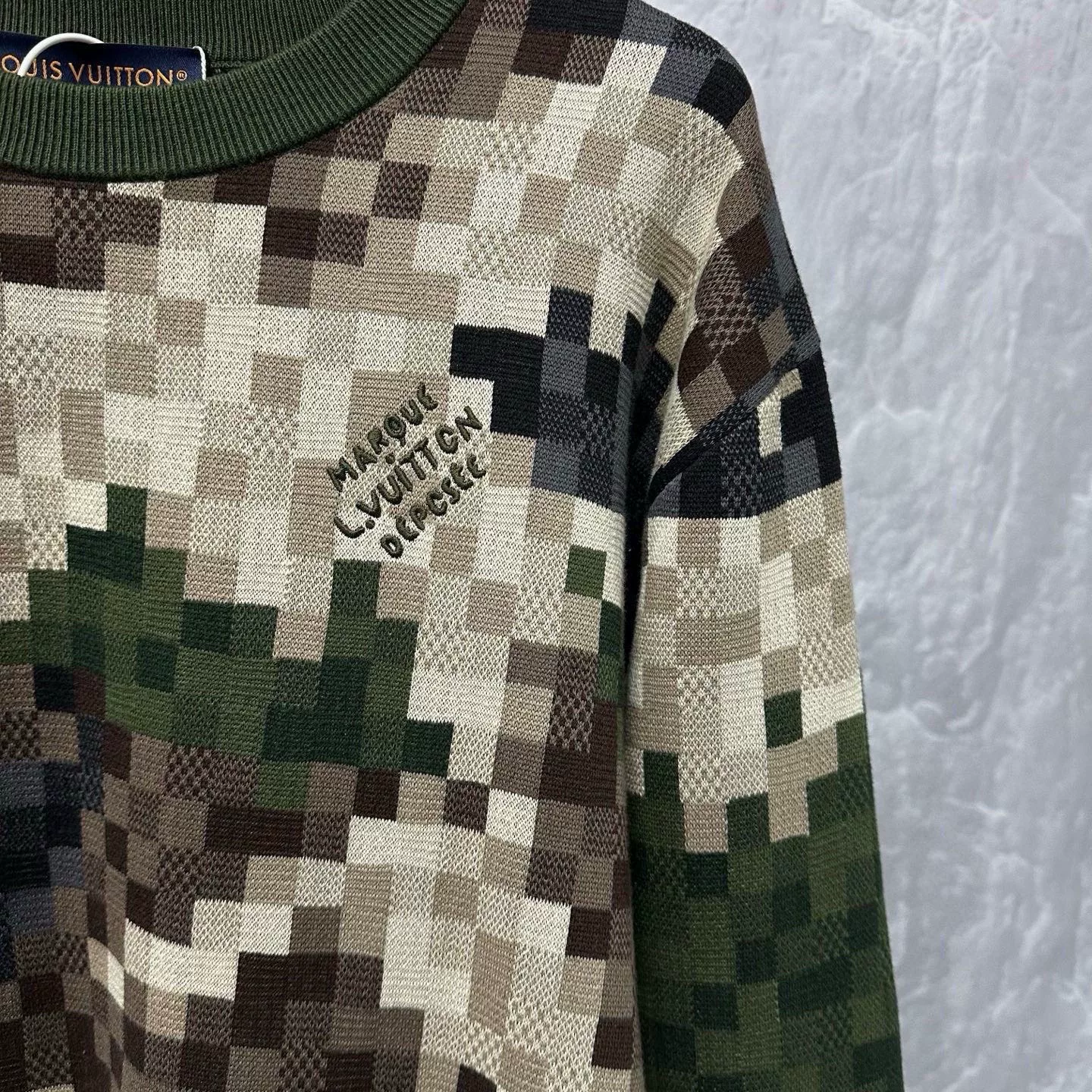 Louis Vuitton SS24 Color Block Check Sweatshirt — detail
